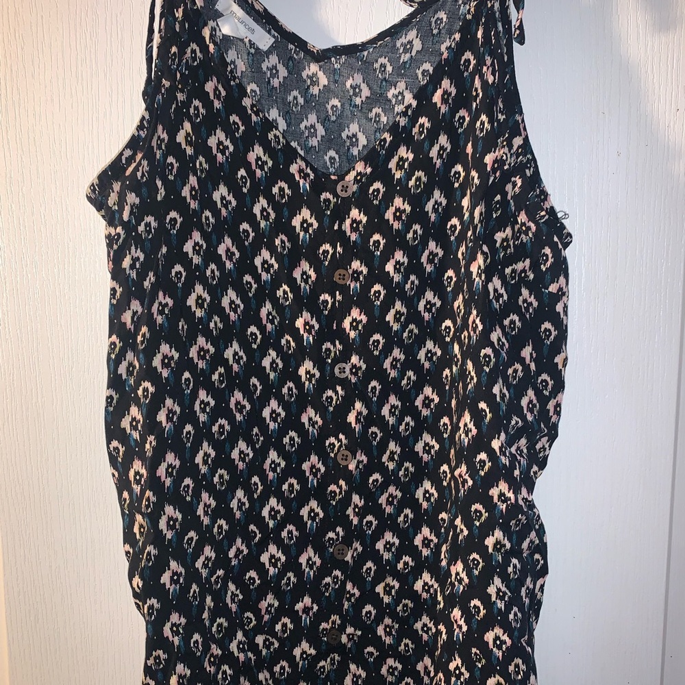 Maurices Sleeveless Blouse with Black and Pink Pattern